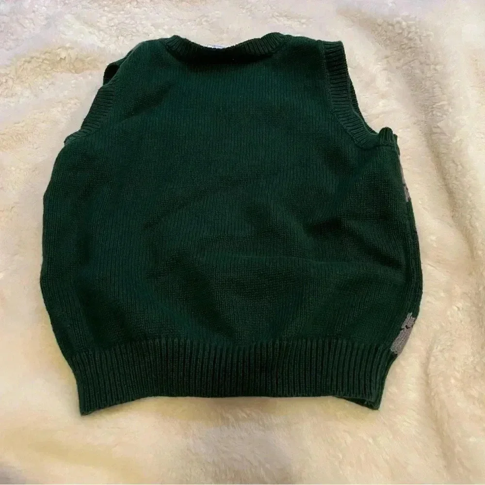 Gymboree 100%‎ cotton XS green and gray sweater vest